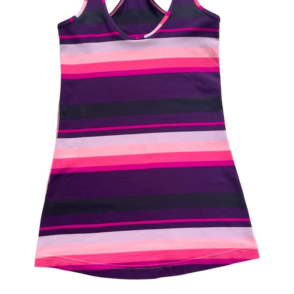 Lululemon Athletica Cool Racerback Tank Stripe Bleached Coral Pink Purple Black - Picture 2 of 16